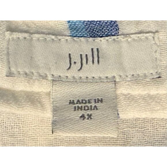J.Jill 100% Cotton Blue White Striped Sundress Size 4X Tiered Maxi Dress Boho‎ - Picture 3 of 7